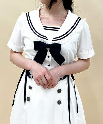 Sailor Collar Blouse with Ribbon