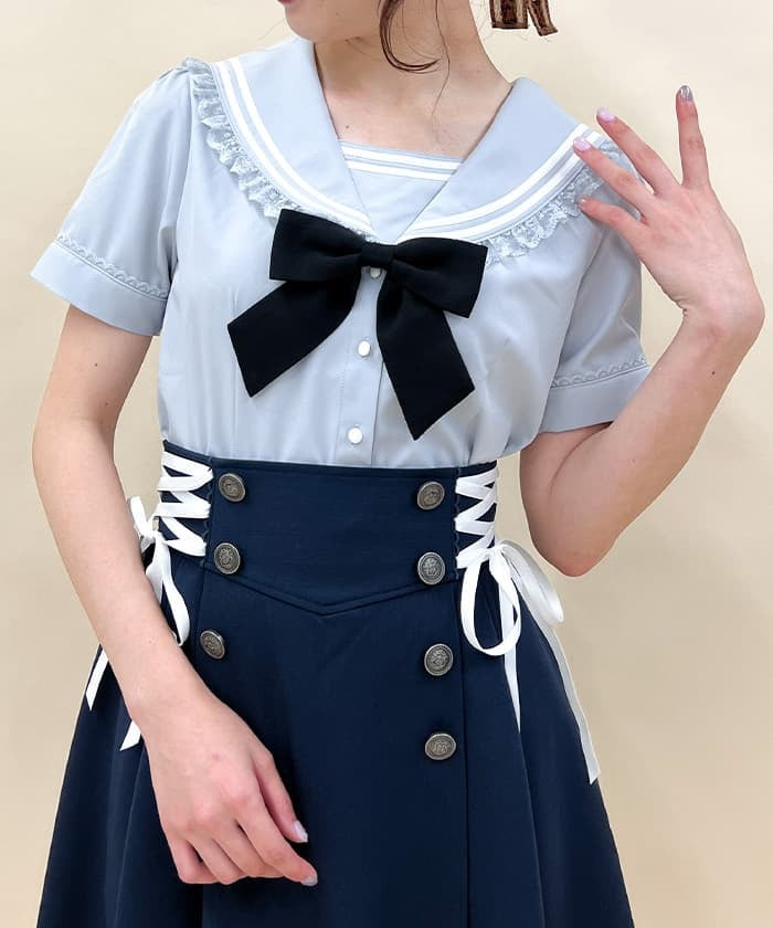 Sailor Collar Blouse with Ribbon