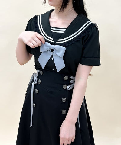 Sailor Collar Blouse with Ribbon