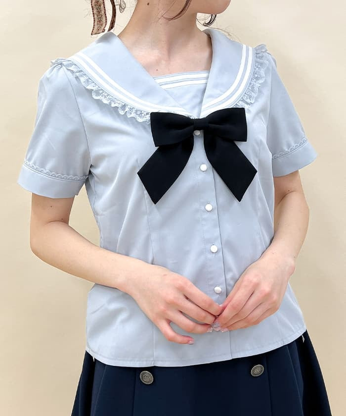 Sailor Collar Blouse with Ribbon