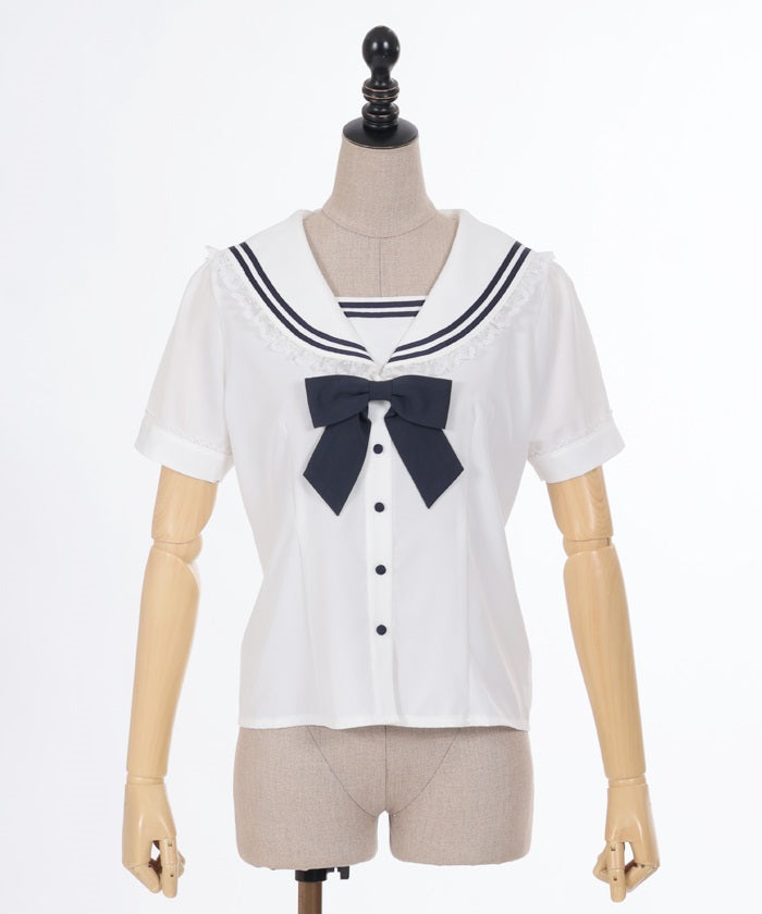 Sailor Collar Blouse with Ribbon