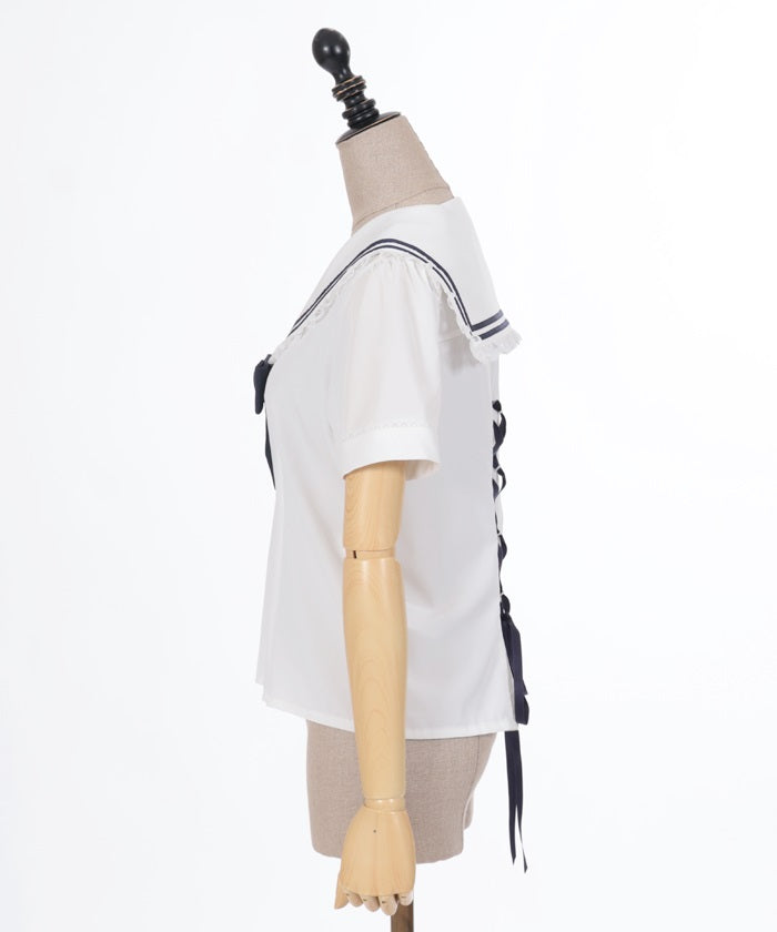 Sailor Collar Blouse with Ribbon