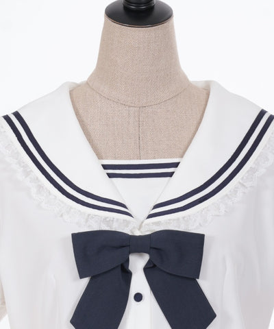 Sailor Collar Blouse with Ribbon