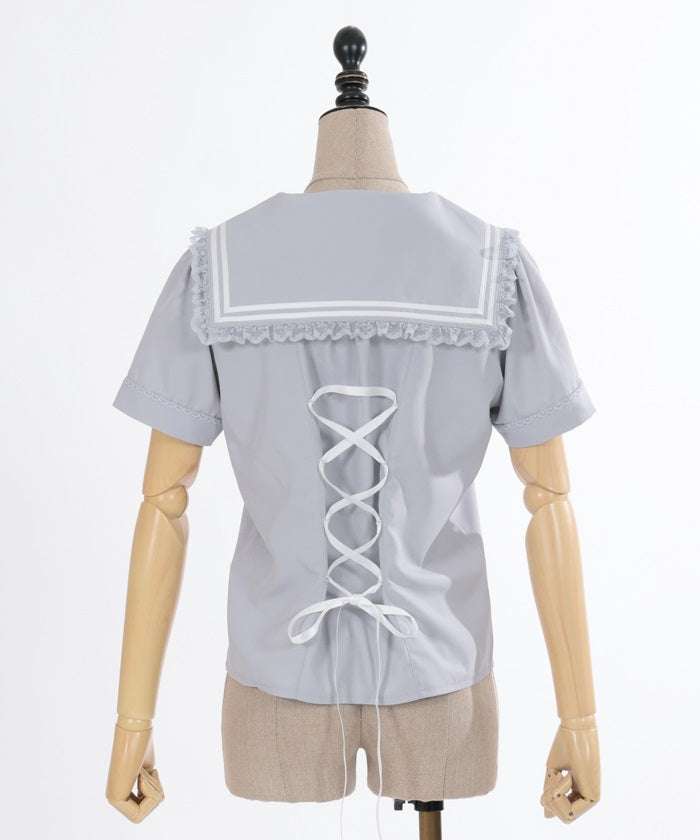 Sailor Collar Blouse with Ribbon