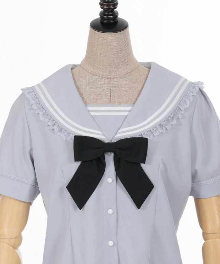 Sailor Collar Blouse with Ribbon