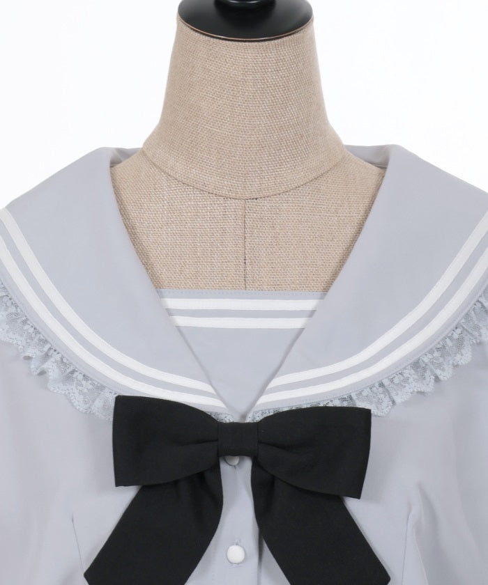 Sailor Collar Blouse with Ribbon