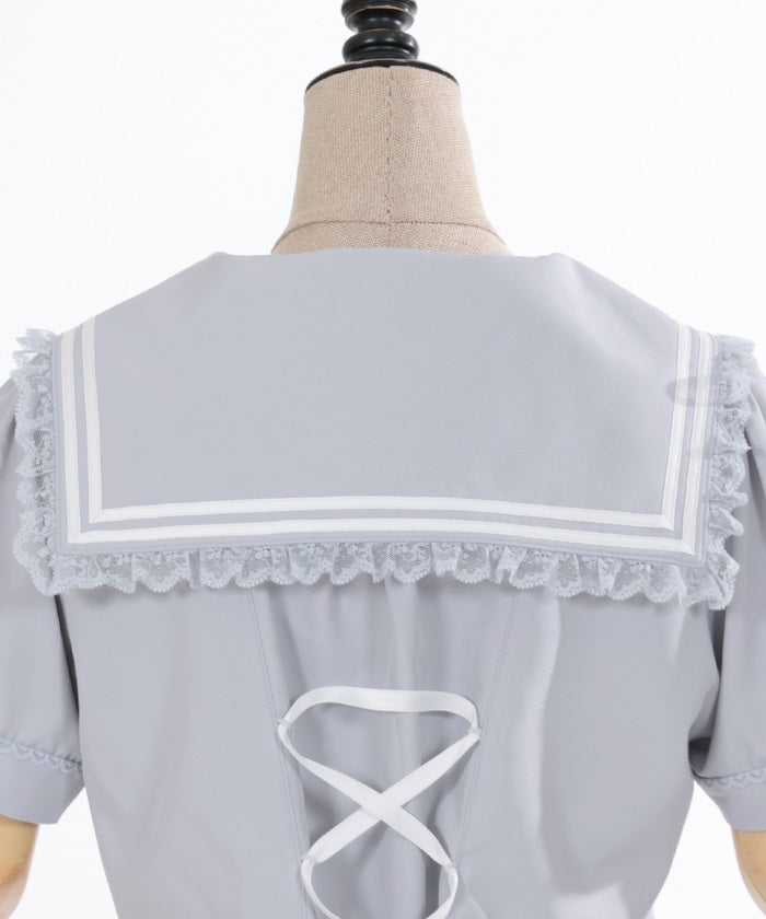 Sailor Collar Blouse with Ribbon