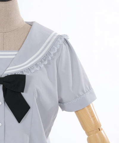 Sailor Collar Blouse with Ribbon