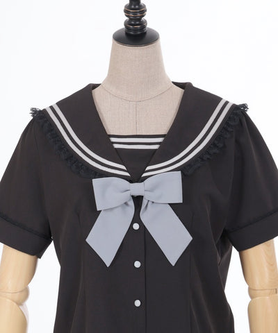 Sailor Collar Blouse with Ribbon