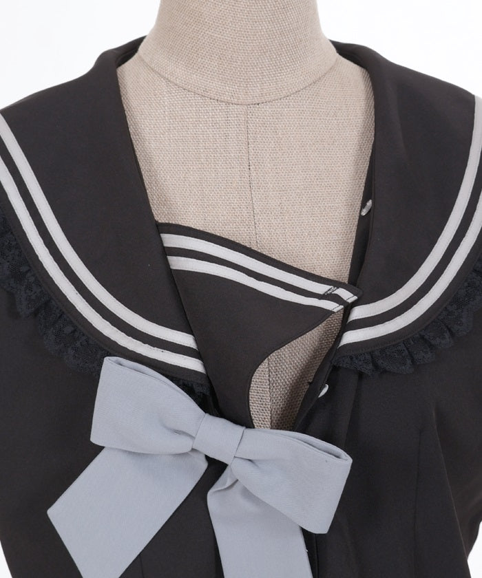 Sailor Collar Blouse with Ribbon