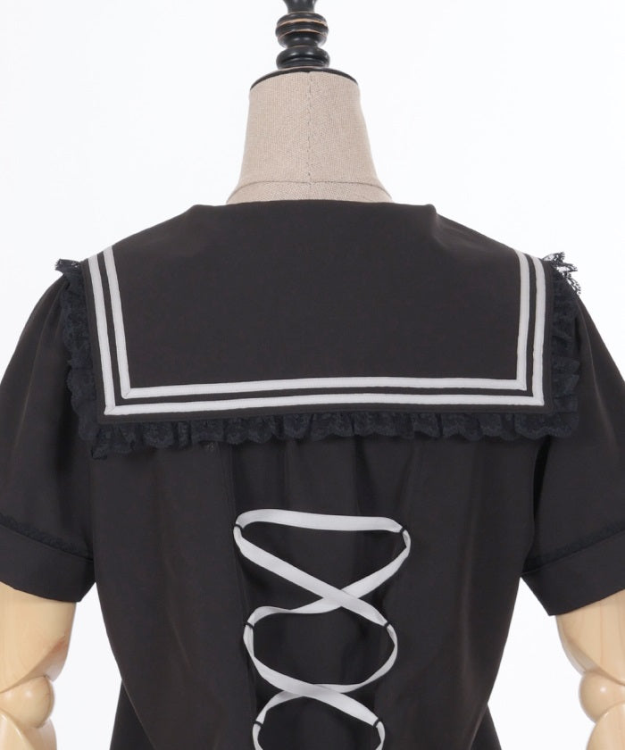 Sailor Collar Blouse with Ribbon