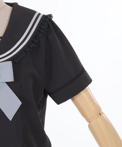 Sailor Collar Blouse with Ribbon