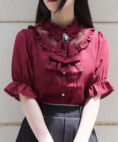 Rose Cameo & Jabot Blouse