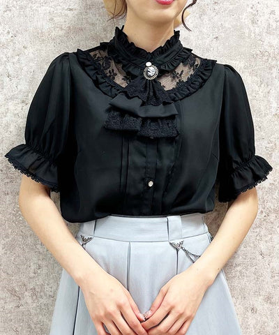 Rose Cameo & Jabot Blouse