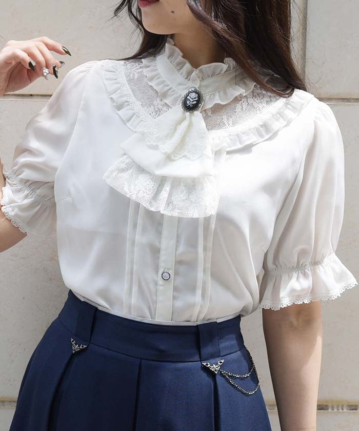 Rose Cameo & Jabot Blouse