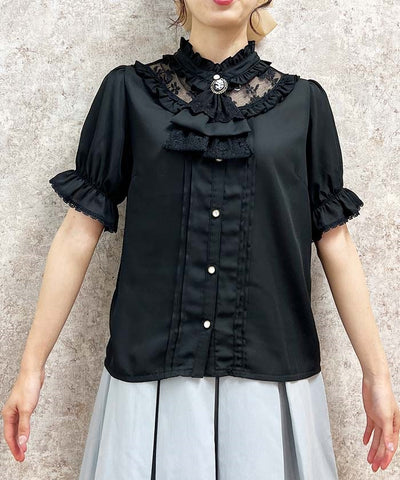 Rose Cameo & Jabot Blouse