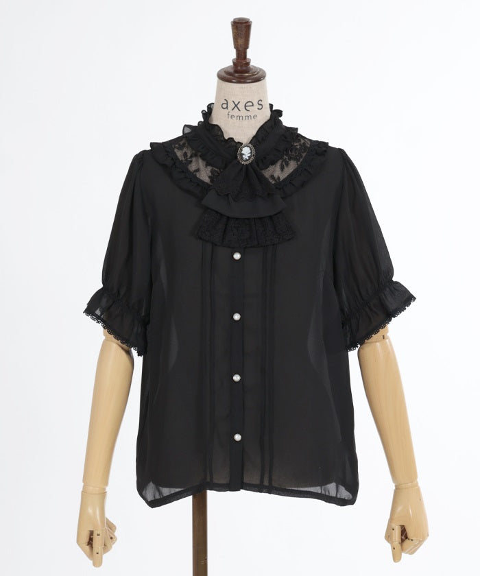 Rose Cameo & Jabot Blouse