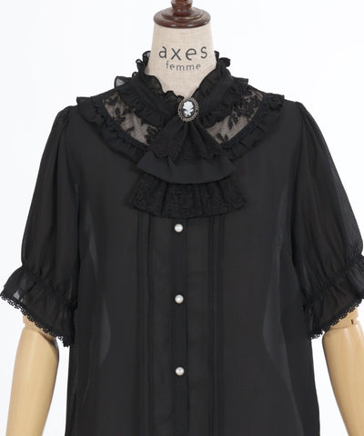 Rose Cameo & Jabot Blouse