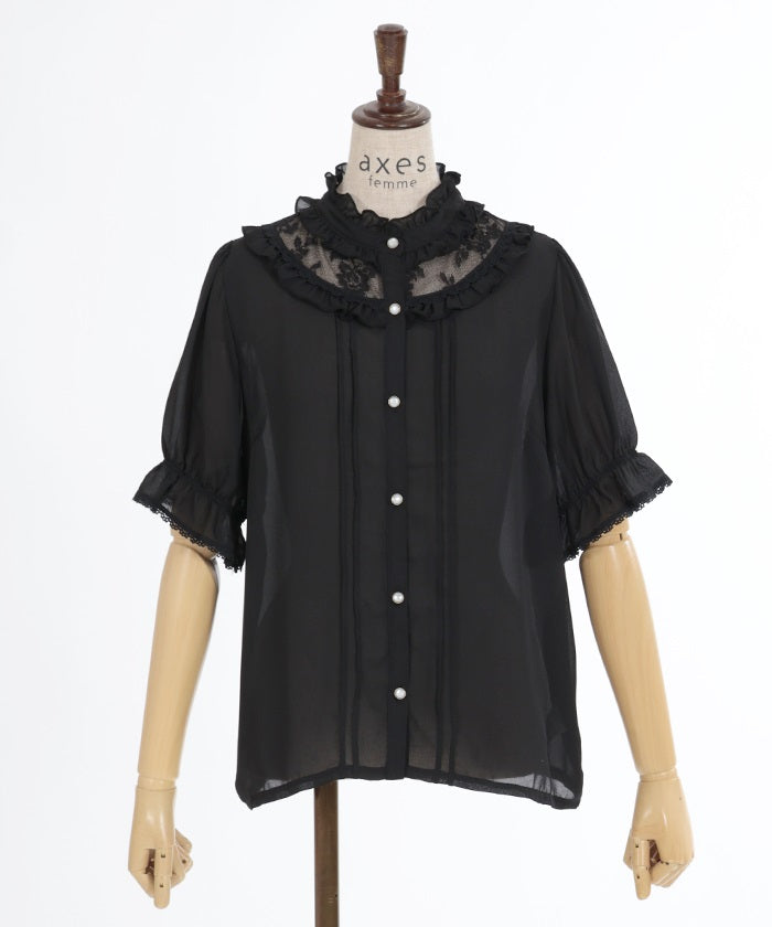 Rose Cameo & Jabot Blouse