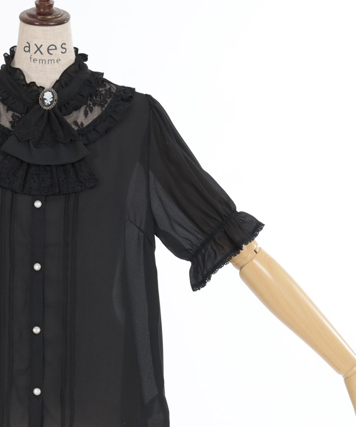 Rose Cameo & Jabot Blouse