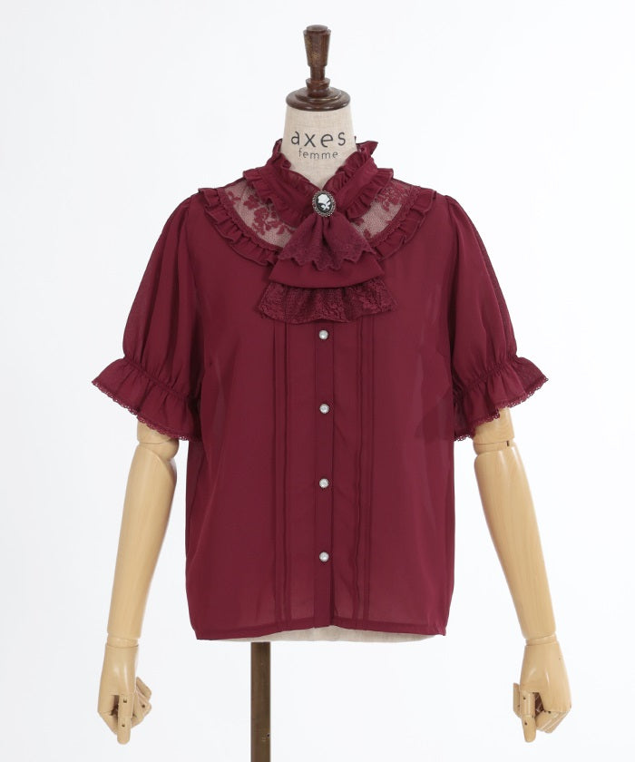 Rose Cameo & Jabot Blouse