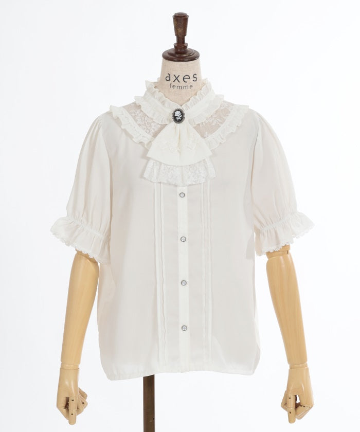 Rose Cameo & Jabot Blouse