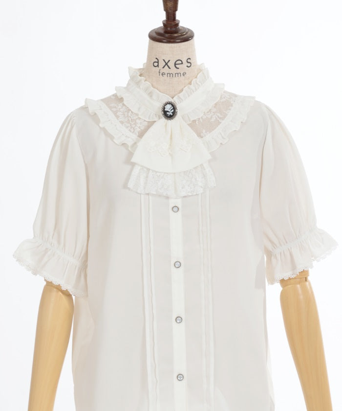 Rose Cameo & Jabot Blouse