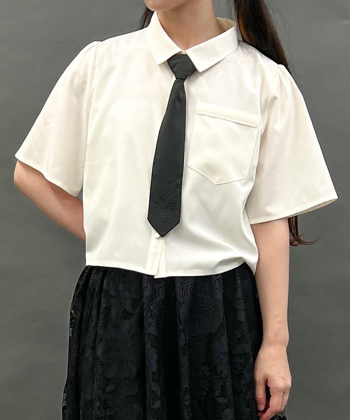 Cropped Shirt with Necktie