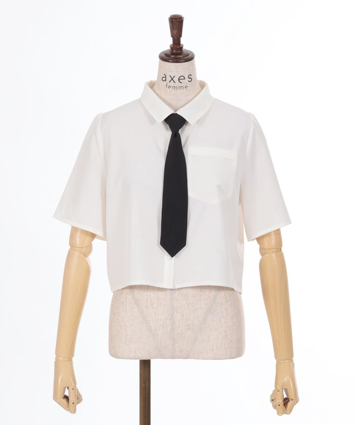 Cropped Shirt with Necktie