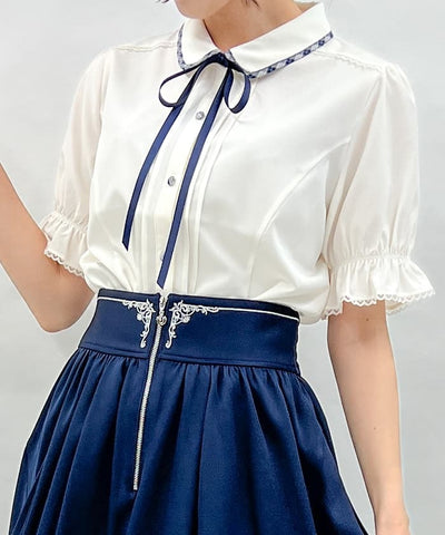 Piping & Ribbon Blouse