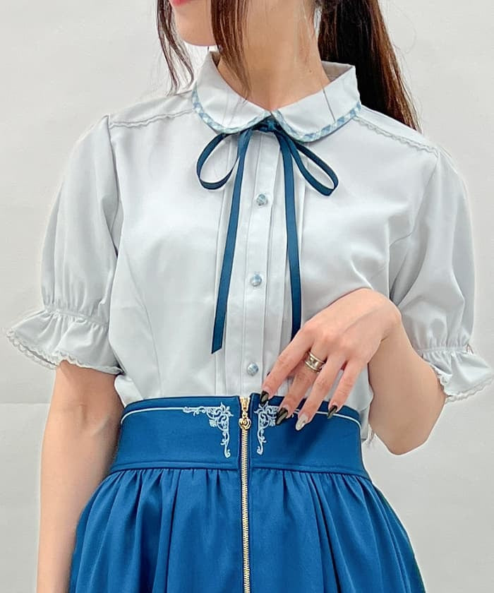 Piping & Ribbon Blouse