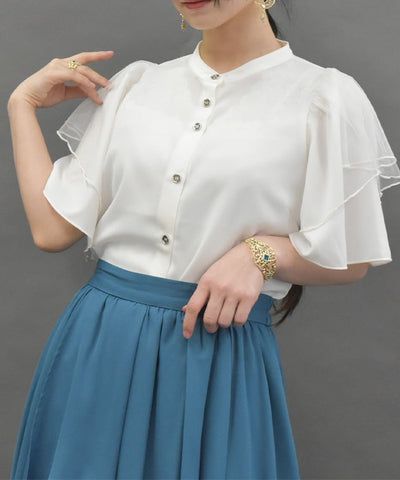 Frill Sleeve Short-Sleeved Blouse