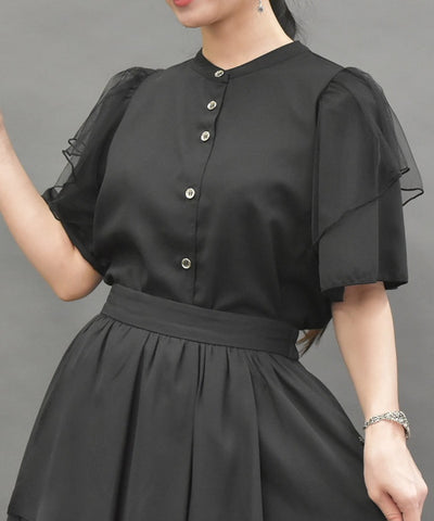 Frill Sleeve Short-Sleeved Blouse