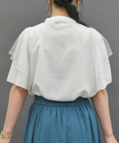 Frill Sleeve Short-Sleeved Blouse