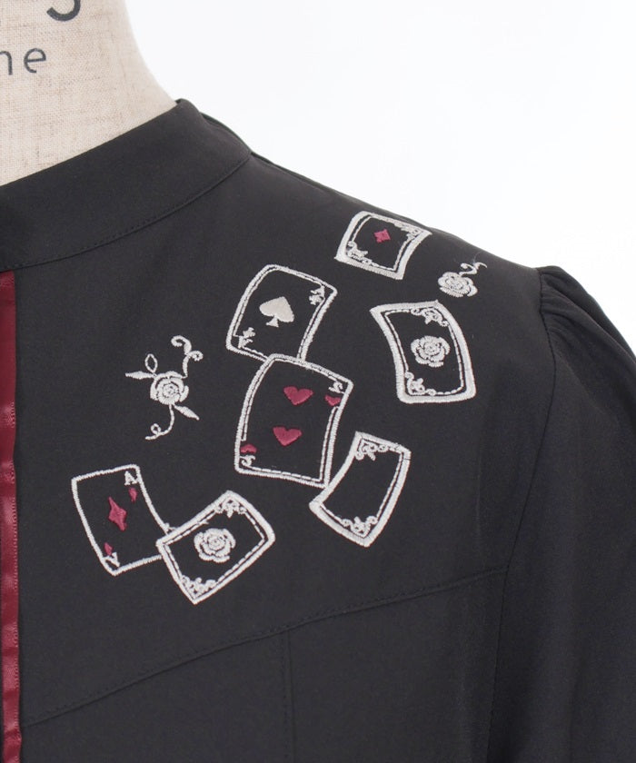 Playing Cards Embroidery Bicolor Blouse