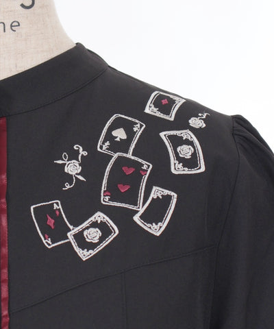 Playing Cards Embroidery Bicolor Blouse (Time-limited Price)