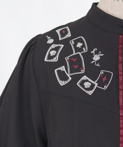 Playing Cards Embroidery Bicolor Blouse (Time-limited Price)