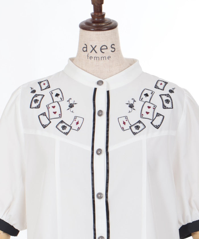 Playing Cards Embroidery Bicolor Blouse