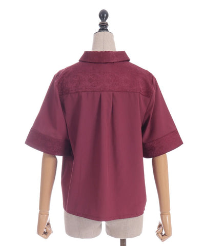 Metal Tip Collar Short Sleeve Blouse