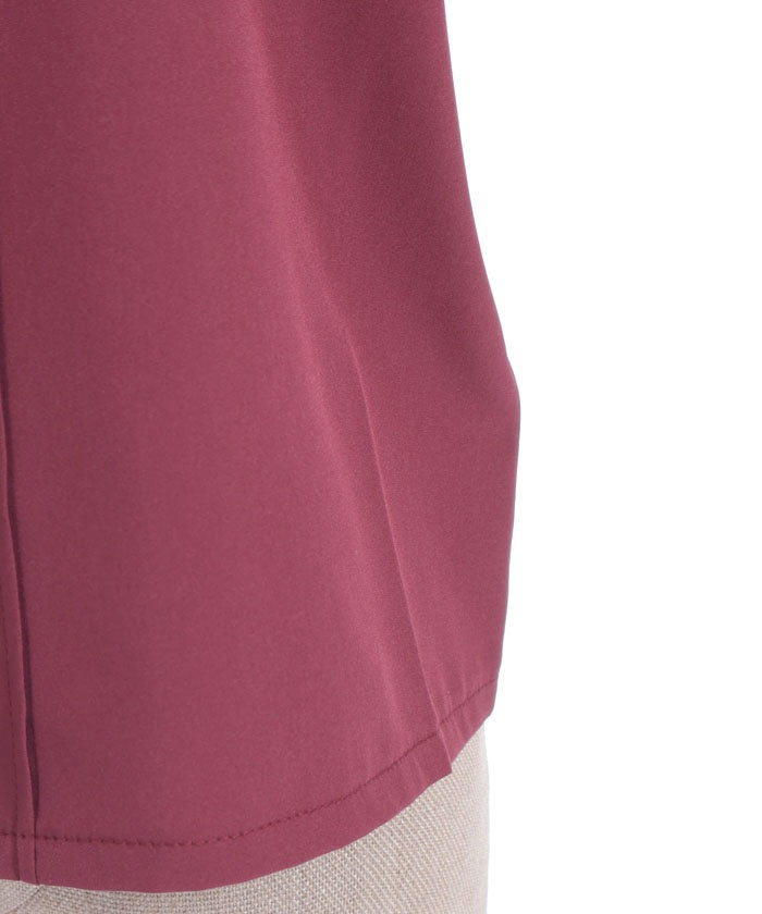 Metal Tip Collar Short Sleeve Blouse