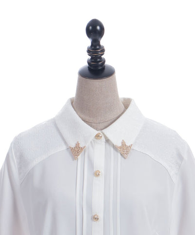 Metal Tip Collar Short Sleeve Blouse