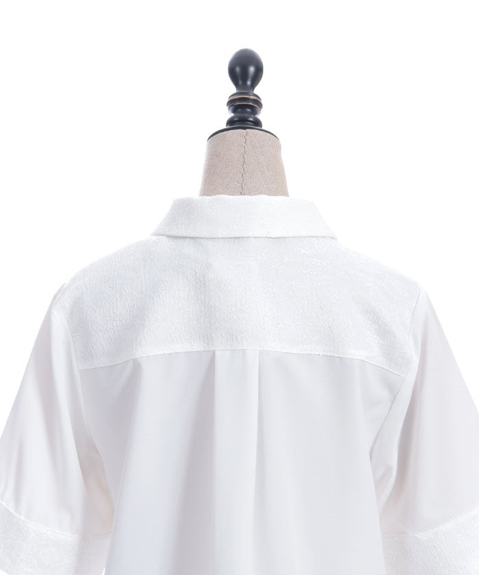 Metal Tip Collar Short Sleeve Blouse