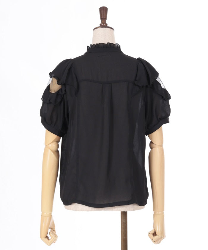 Open Shoulder Style Ribbon Blouse