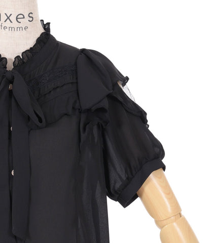 Open Shoulder Style Ribbon Blouse