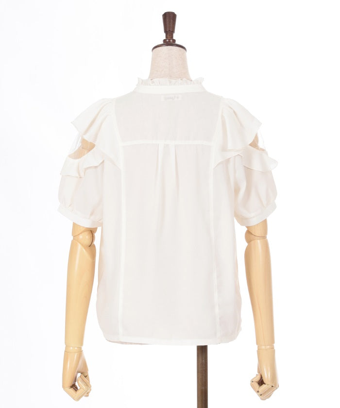 Open Shoulder Style Ribbon Blouse