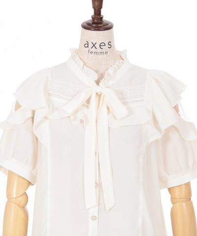 Open Shoulder Style Ribbon Blouse