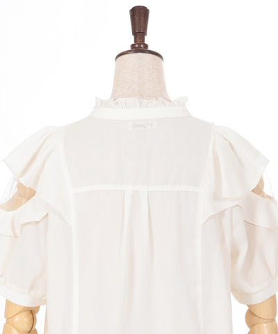 Open Shoulder Style Ribbon Blouse