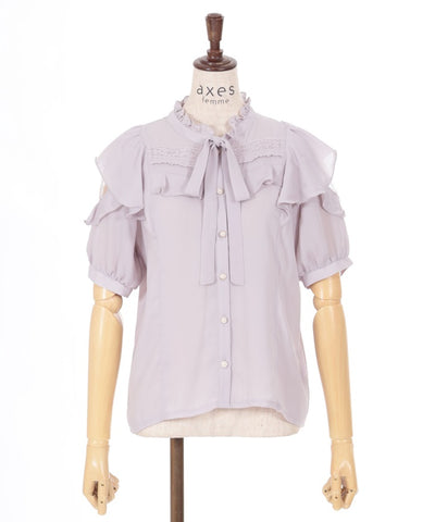 Open Shoulder Style Ribbon Blouse