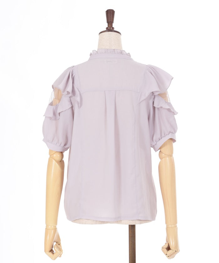 Open Shoulder Style Ribbon Blouse