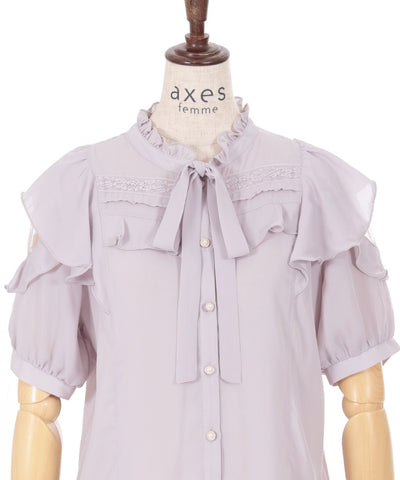 Open Shoulder Style Ribbon Blouse